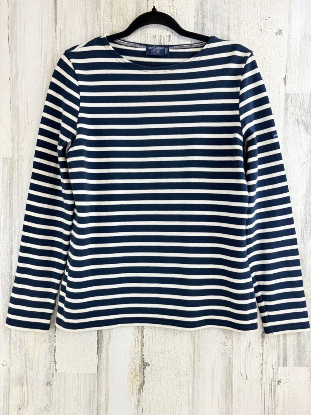 Saint James L’atelier Navy White Striped Long Sleeve T Shirt Sz 10 S M